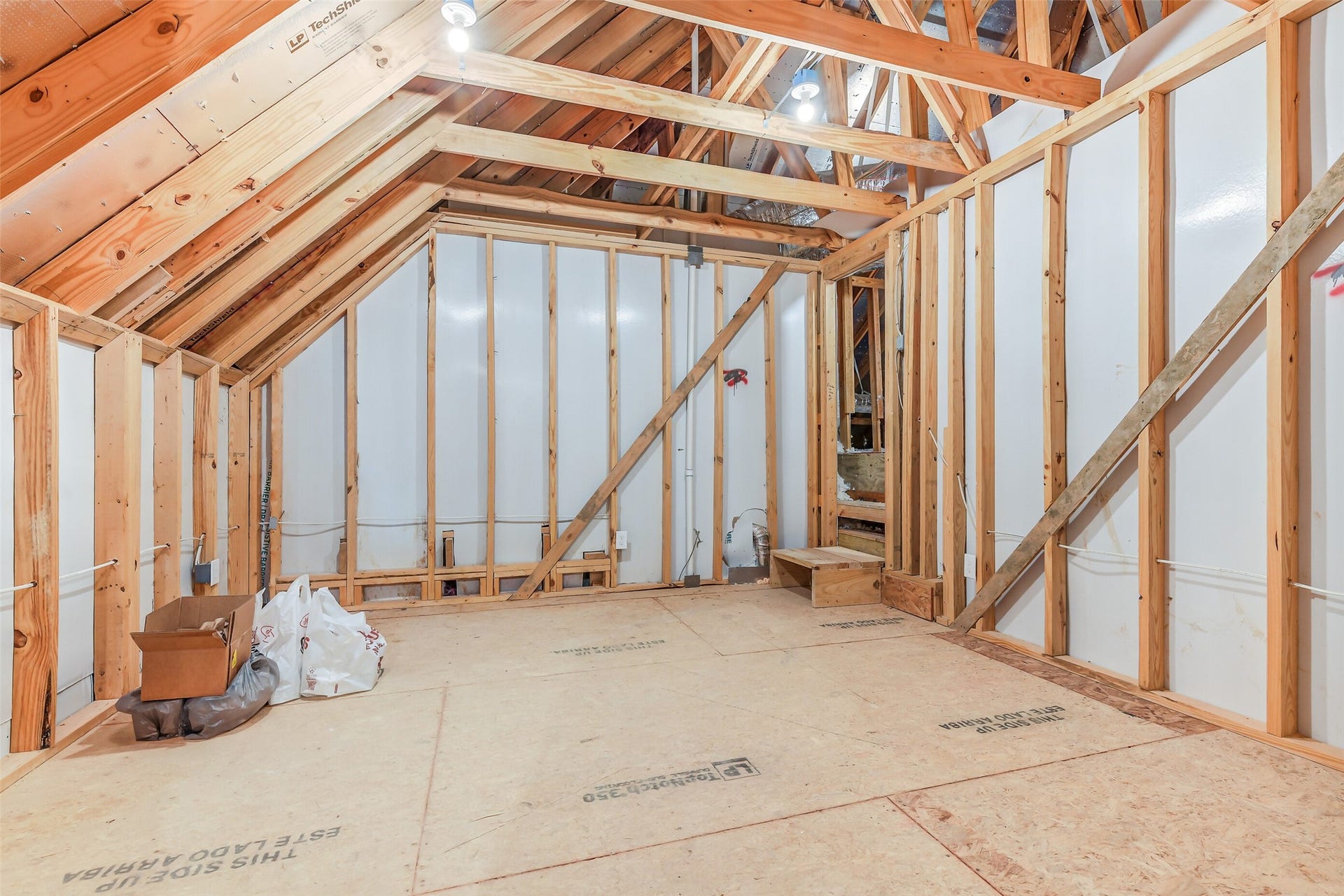 This oversized space is great for storage or a hobby room.