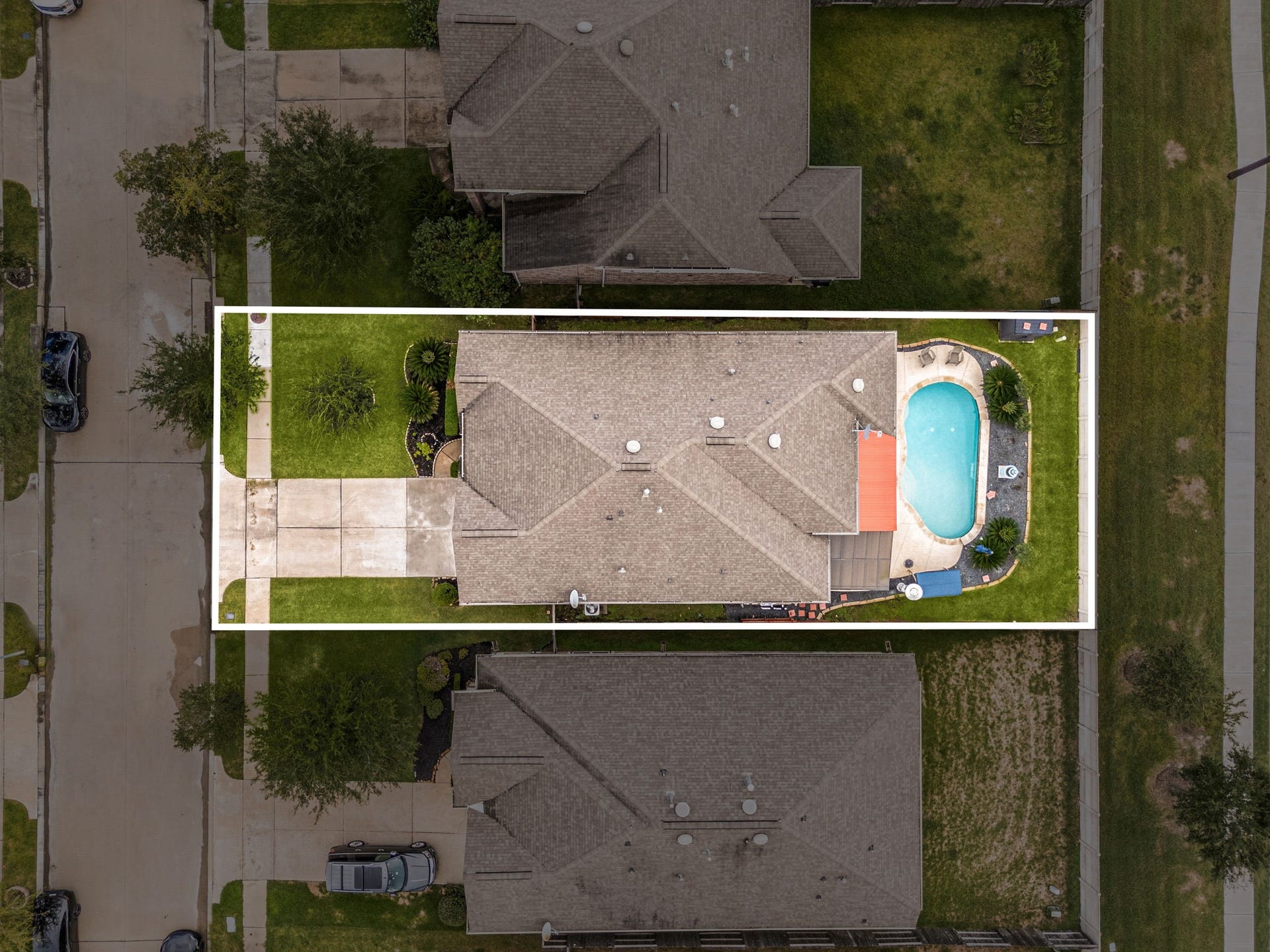 Home sits on a large lot with ample yard space in front and the back, lush landscaping and a well-maintained yard with pool. Plenty of space to accommodate guest parking and situated on a quiet street in the Grand Mission Estates community.