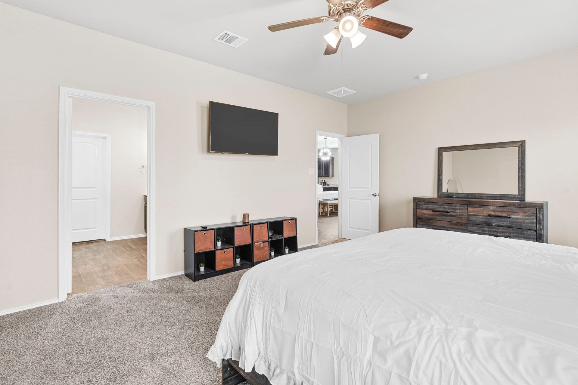 22624 Theodoli Drive, Katy, TX 77449 The primary bedroom is conveniently located downstairs and offers a spacious, serene retreat.