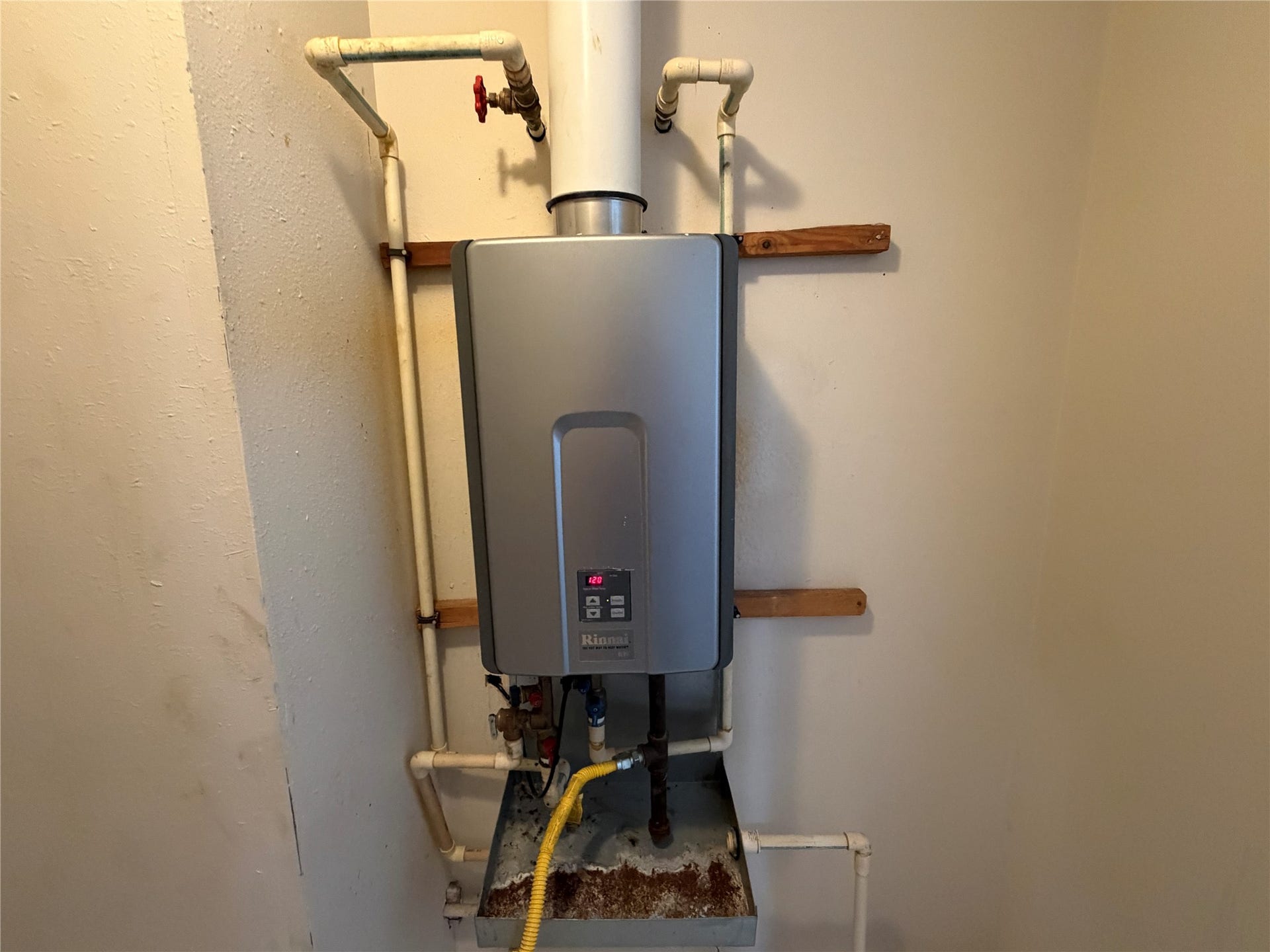 The home is outfit with a tankless water heater.