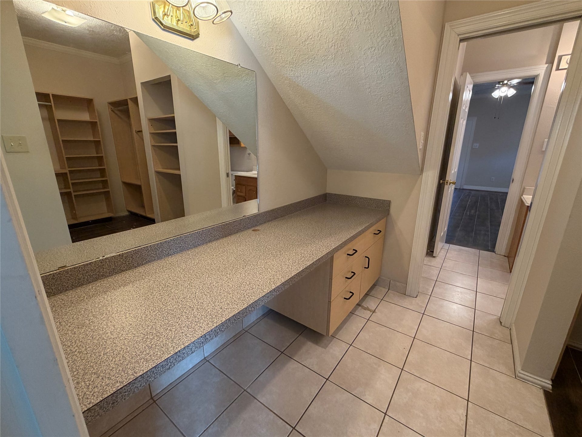This built in vanity is ideal to get ready to start your day.