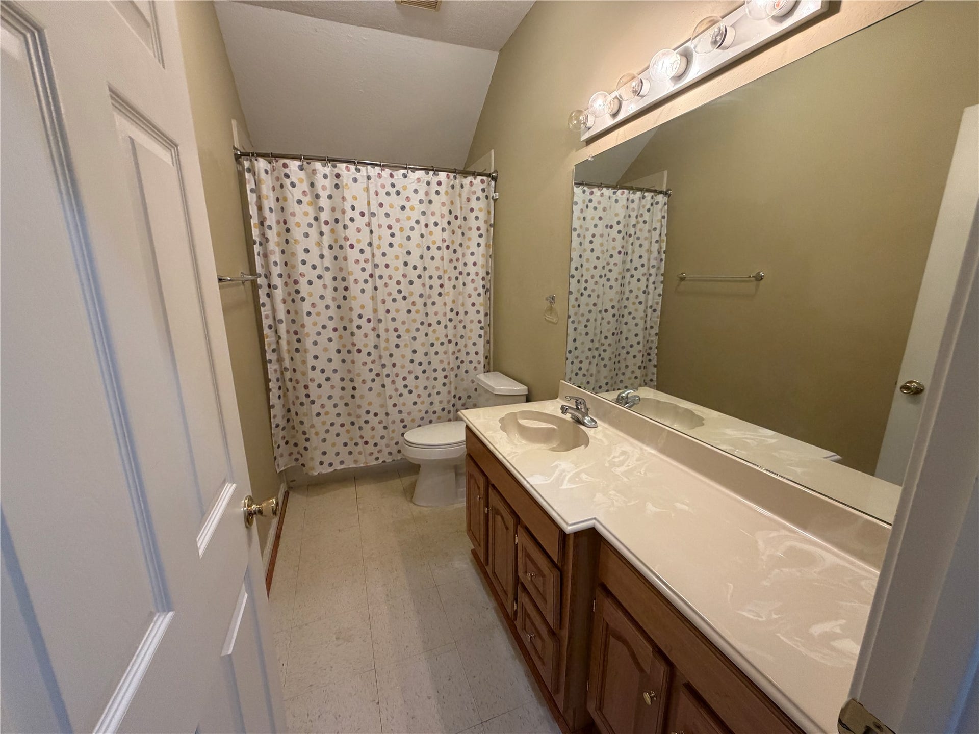 This bathroom is on the second floor in between the two secondary bedrooms.