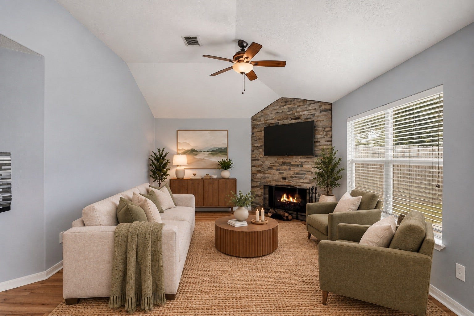 18126 Brightwood Park Lane, Richmond, TX 77407 Virtually staged family area showcases the spacious layout and inviting setting for relaxing or entertaining.