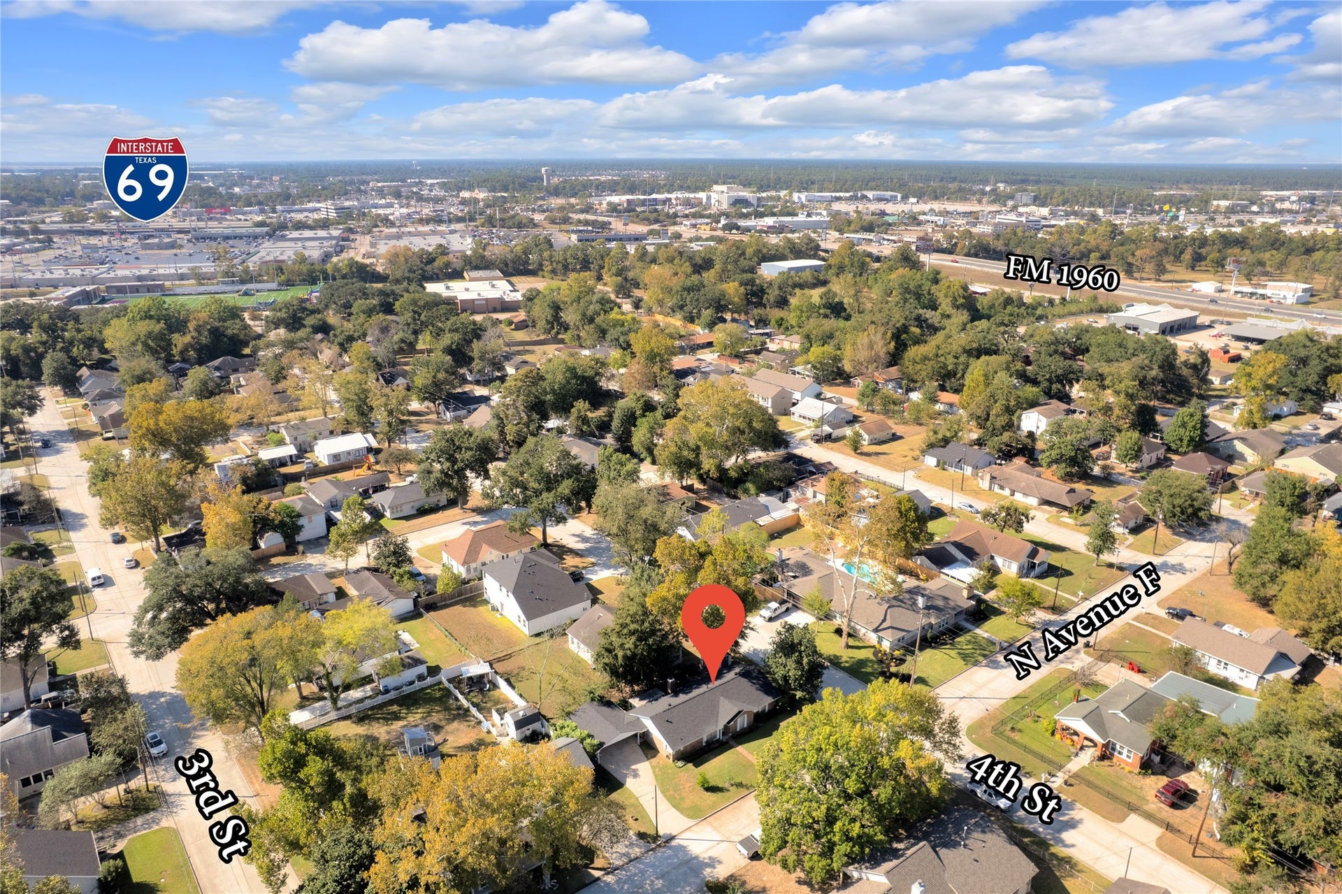 613 N Avenue F, Humble, TX 77338 Charming neighborhood setting with convenient access to Interstate 69 and FM 1960, offering a blend of suburban tranquility and urban connectivity.
