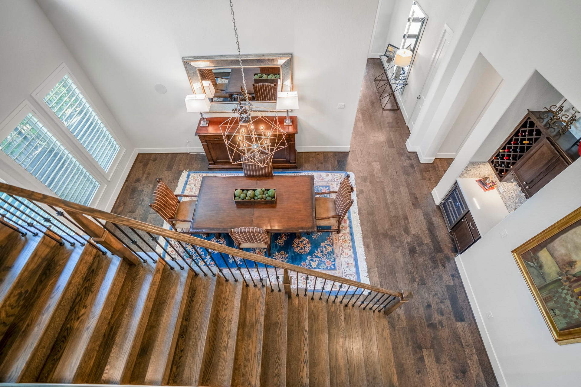 On your way upstairs, you'll get a bird's eye view of the dining room.