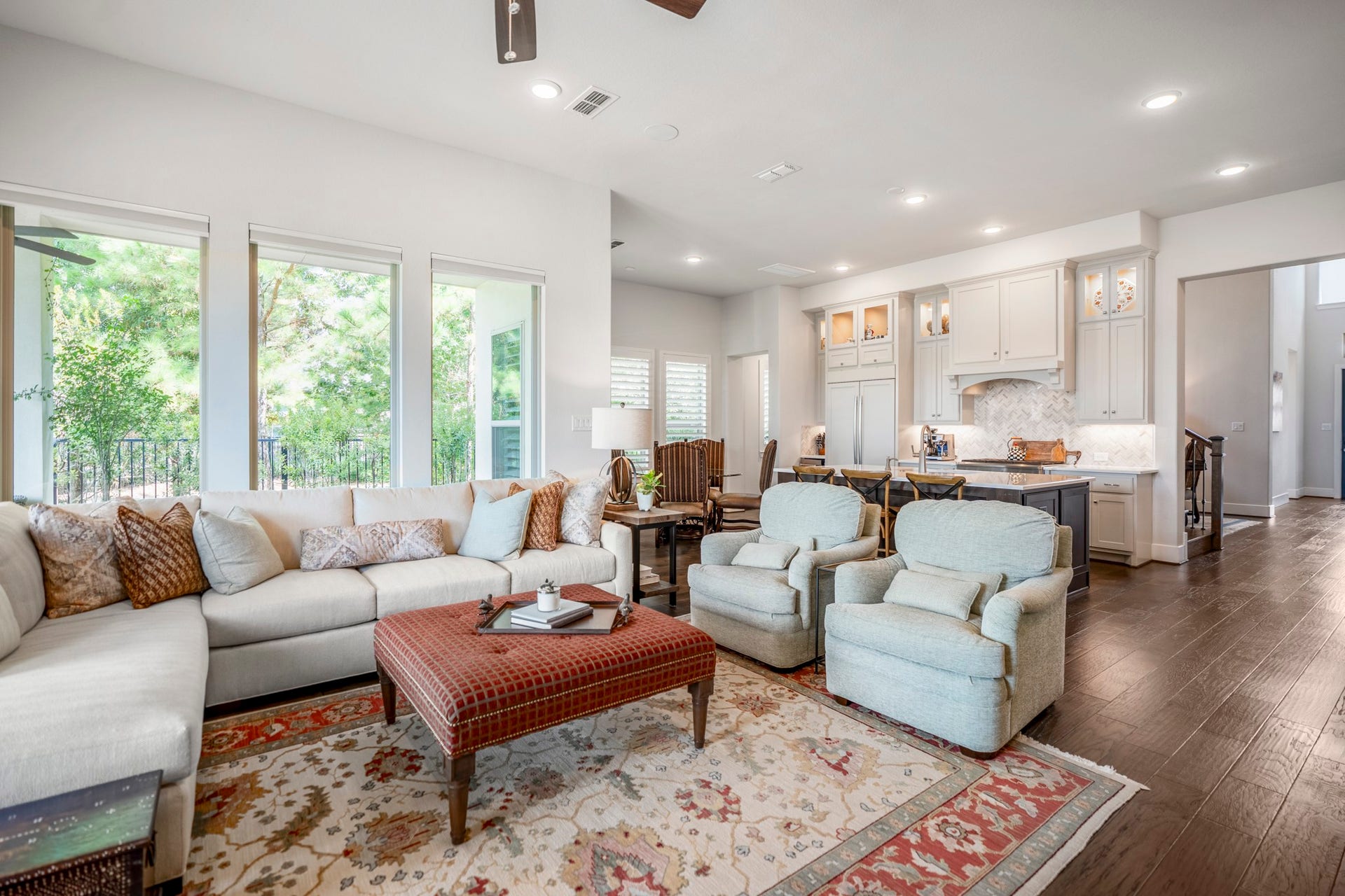 The whole center of the home..living, kitchen, and breakfast room.  It has great flow when entertaining, yet is still cozy when you're just "at home."
