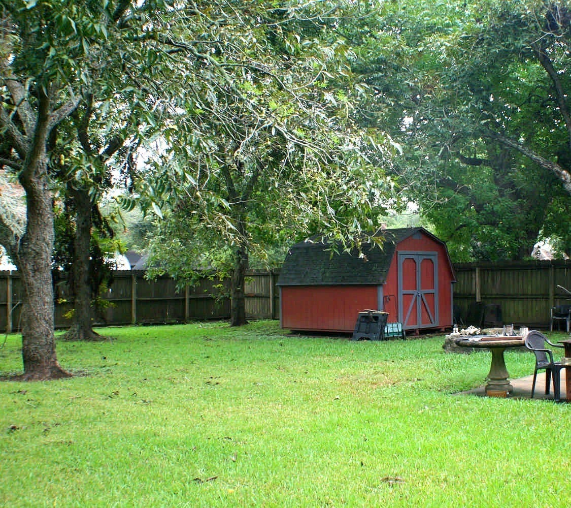 705 Sycamore Street S, Lake Jackson, TX 77566 Backyard and shed
