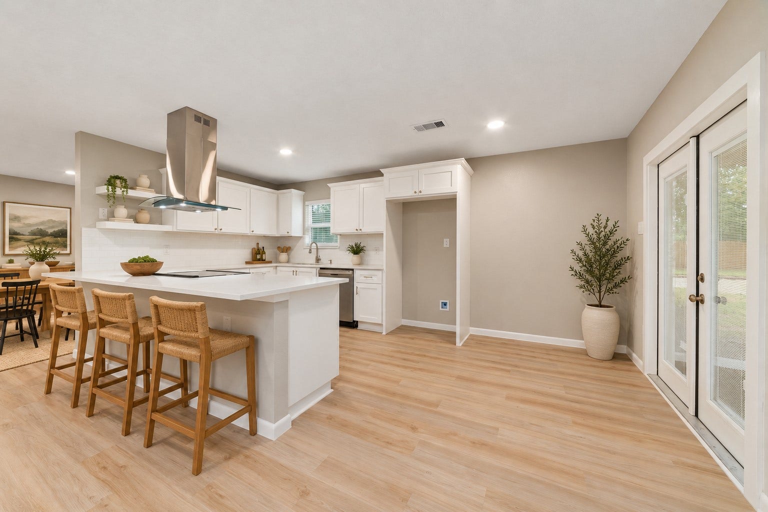 2830 Westerland Drive, Houston, TX 77063 Pull up a stool at the quartz breakfast bar. Theres room for morning coffee and company while you cook. Virtually staged.