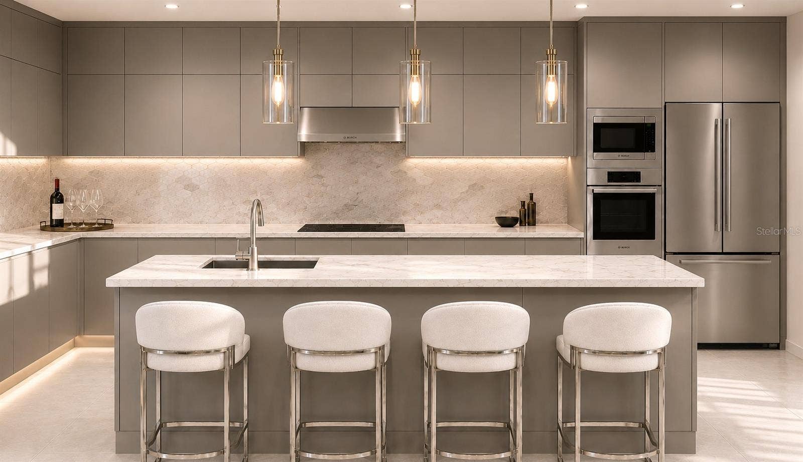 1305 4TH STREET, #401B, Sarasota, FL 34236 Modern Kitchen Featuring a Spacious Gathering Island