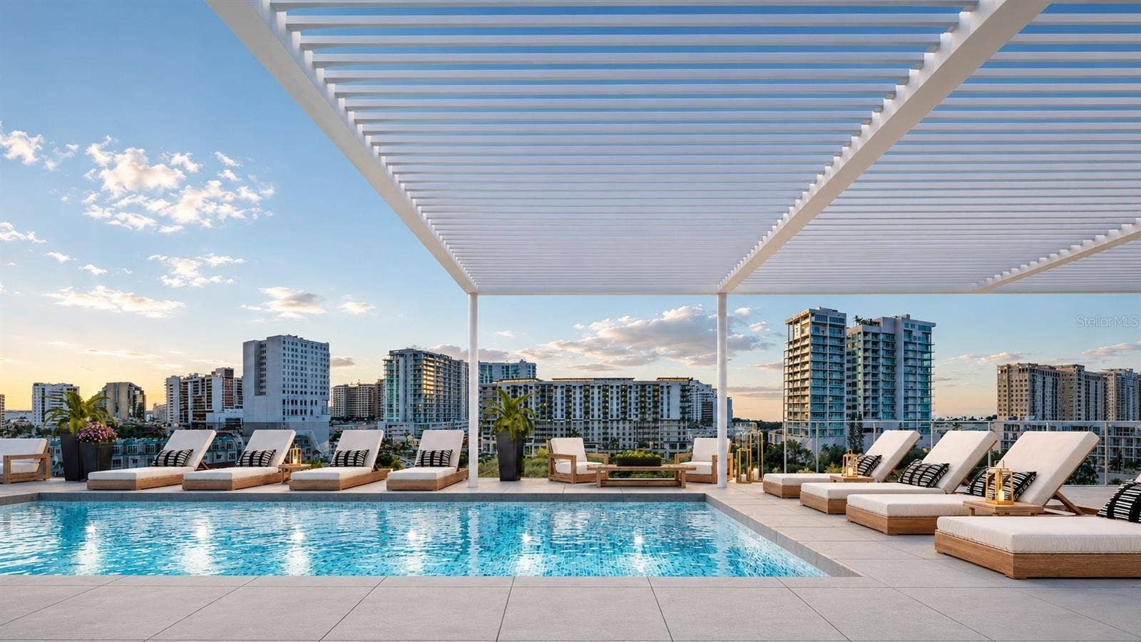 1305 4TH STREET, #403B, Sarasota, FL 34236 Rooftop Terrace Pool and Social Lounge with Bay Views