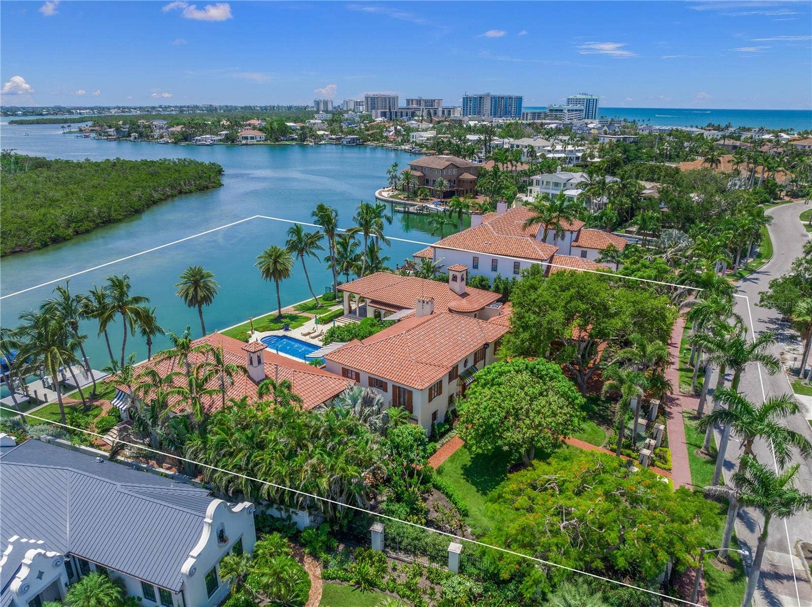139 S WASHINGTON DRIVE, Sarasota, FL 34236 AERIAL OF HOME LOOKING OUT TO LIDO KEY