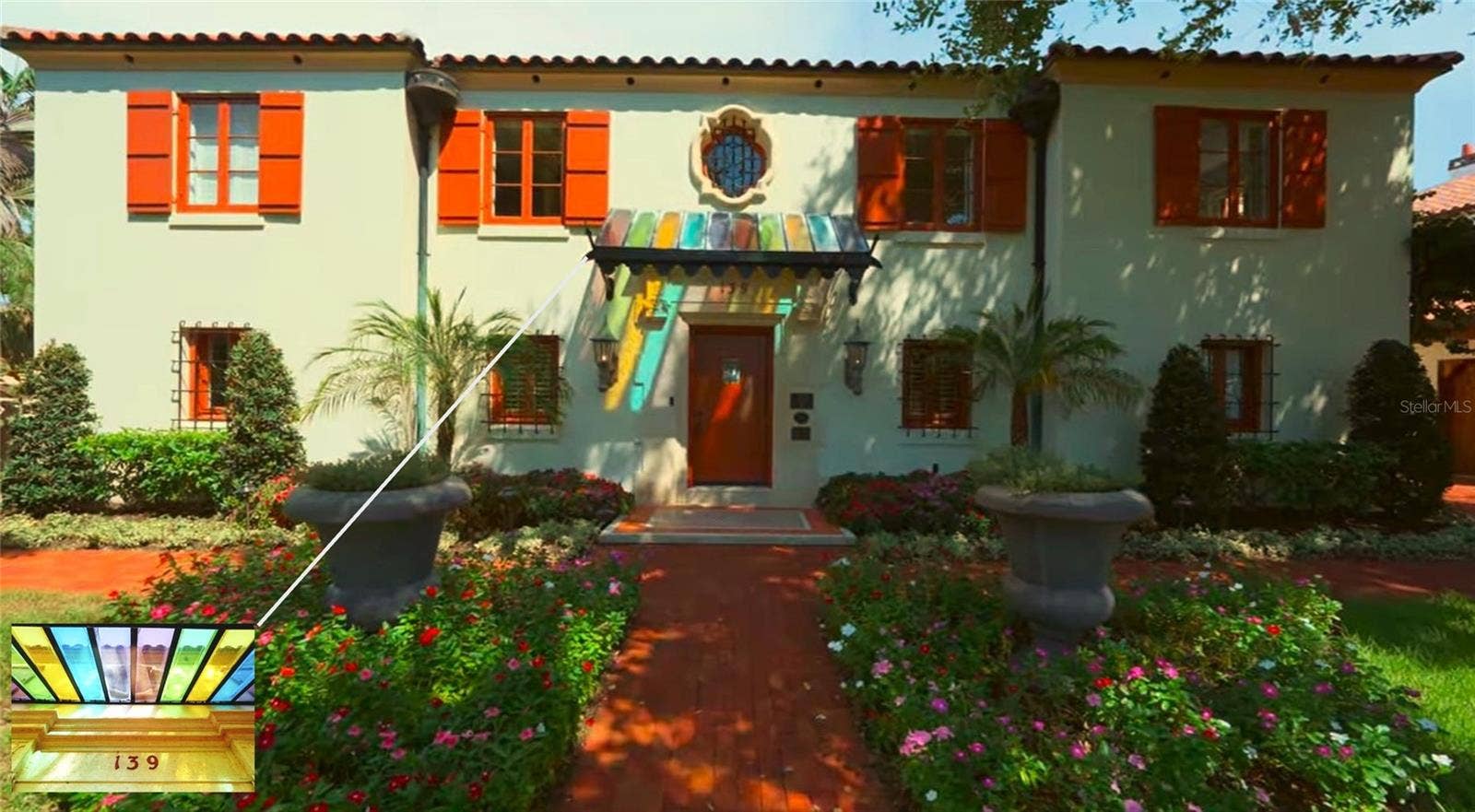 139 S WASHINGTON DRIVE, Sarasota, FL 34236 ITALIAN HAND-PAINTED STAINED GLASS MIRRORING CA' D'ZAN