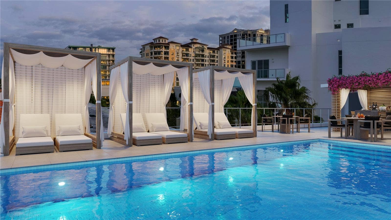 290 COCOANUT AVENUE, #604, Sarasota, FL 34236 Pool at dusk