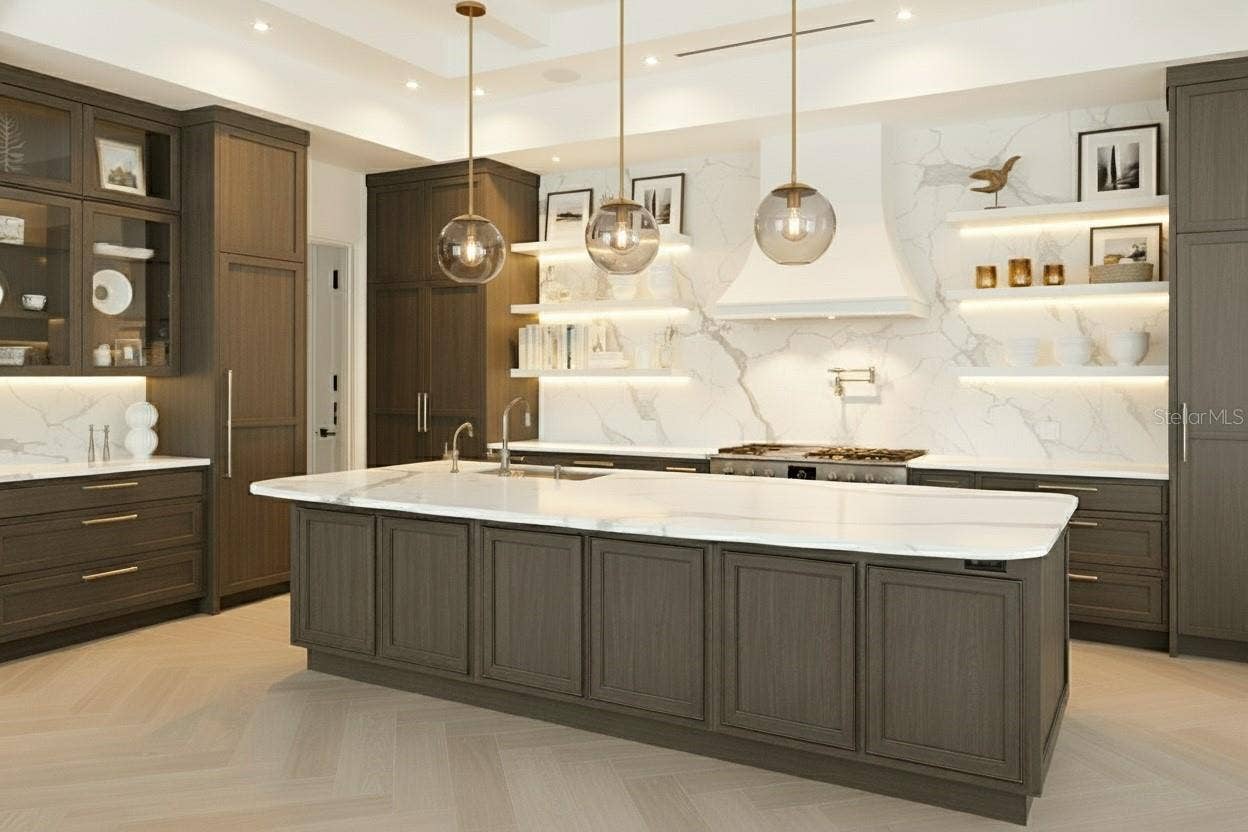 1290 HIDDEN HARBOR WAY, Sarasota, FL 34242 Kitchen Rendering - Visualization purposes only