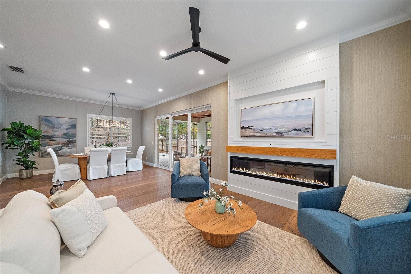 2207 WISTERIA STREET, Sarasota, FL 34239 Living Room with electric fireplace- 1st Floor