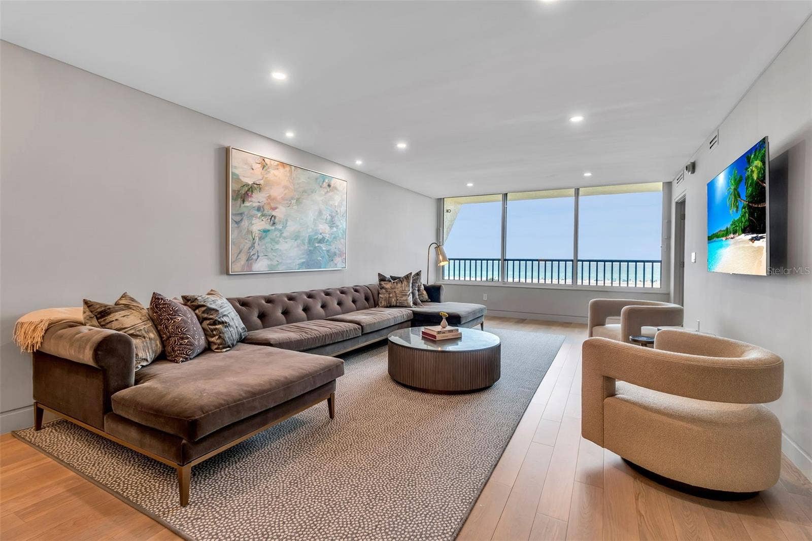 5740 MIDNIGHT PASS ROAD, #403, Sarasota, FL 34242 Large Living Room w/ Gulf Views