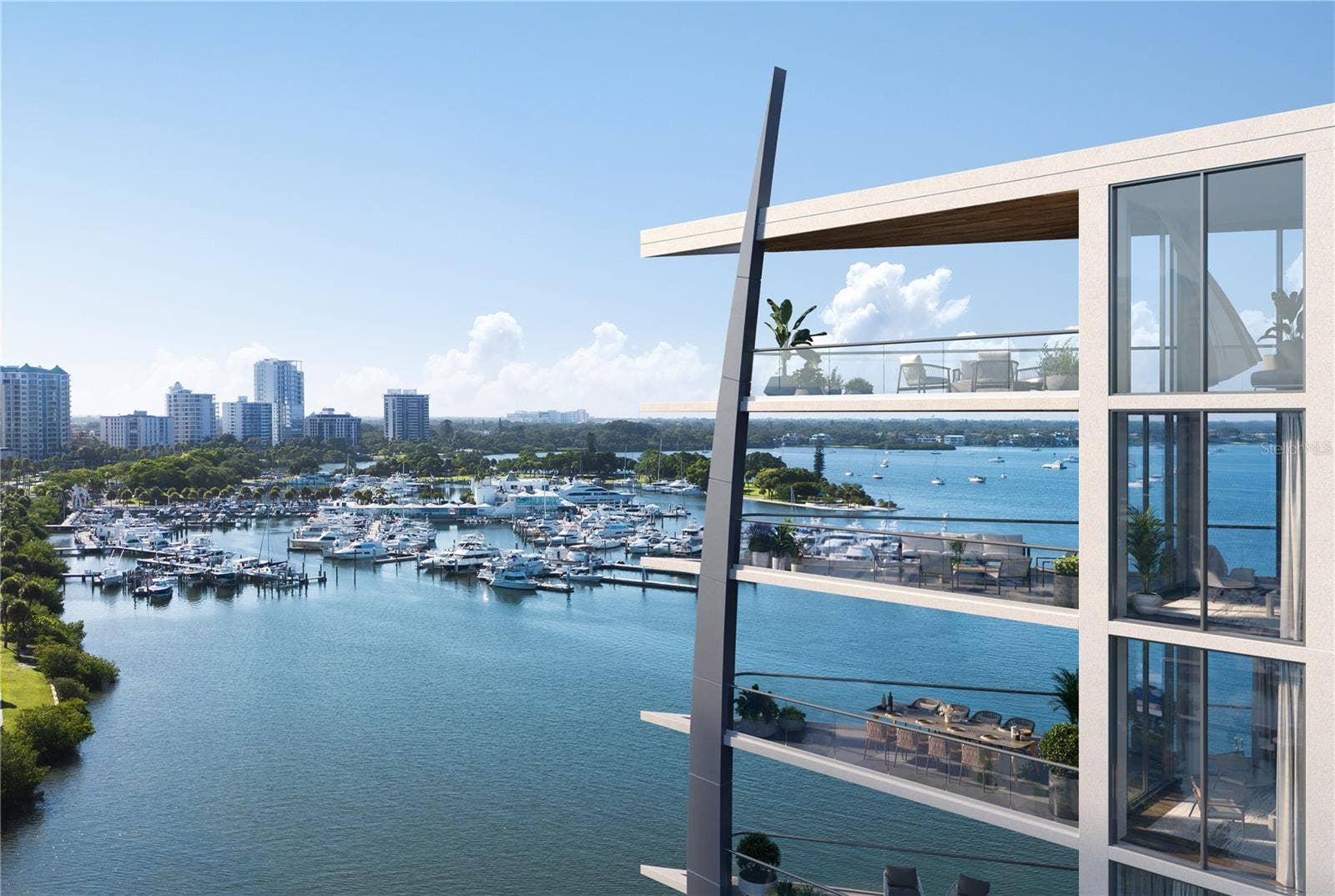 688 GOLDEN GATE POINT, #801, Sarasota, FL 34236 Rendering East Balconies