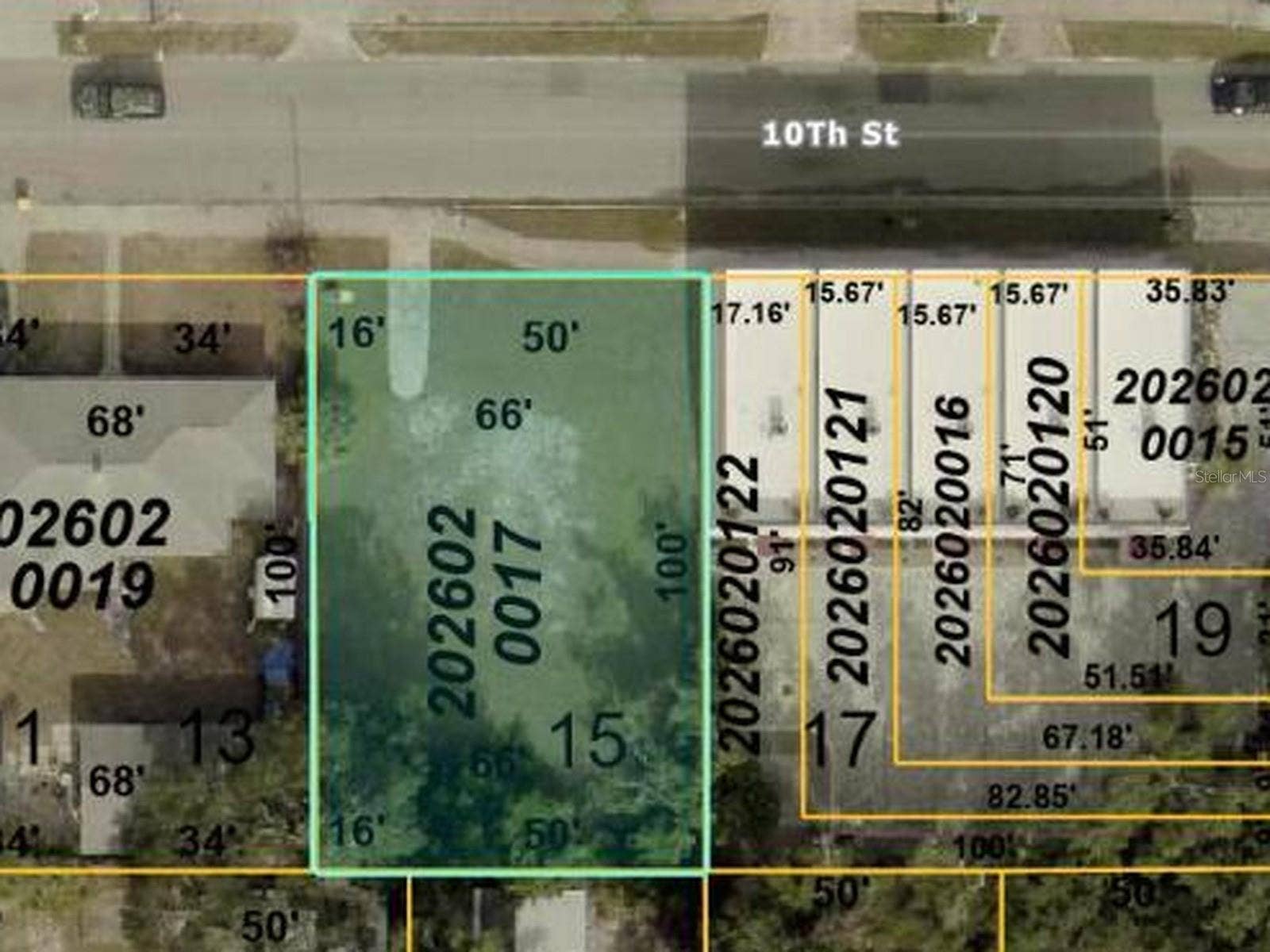 1754 10TH STREET, Sarasota, FL 34236 Aerial parcel map - lot boundary