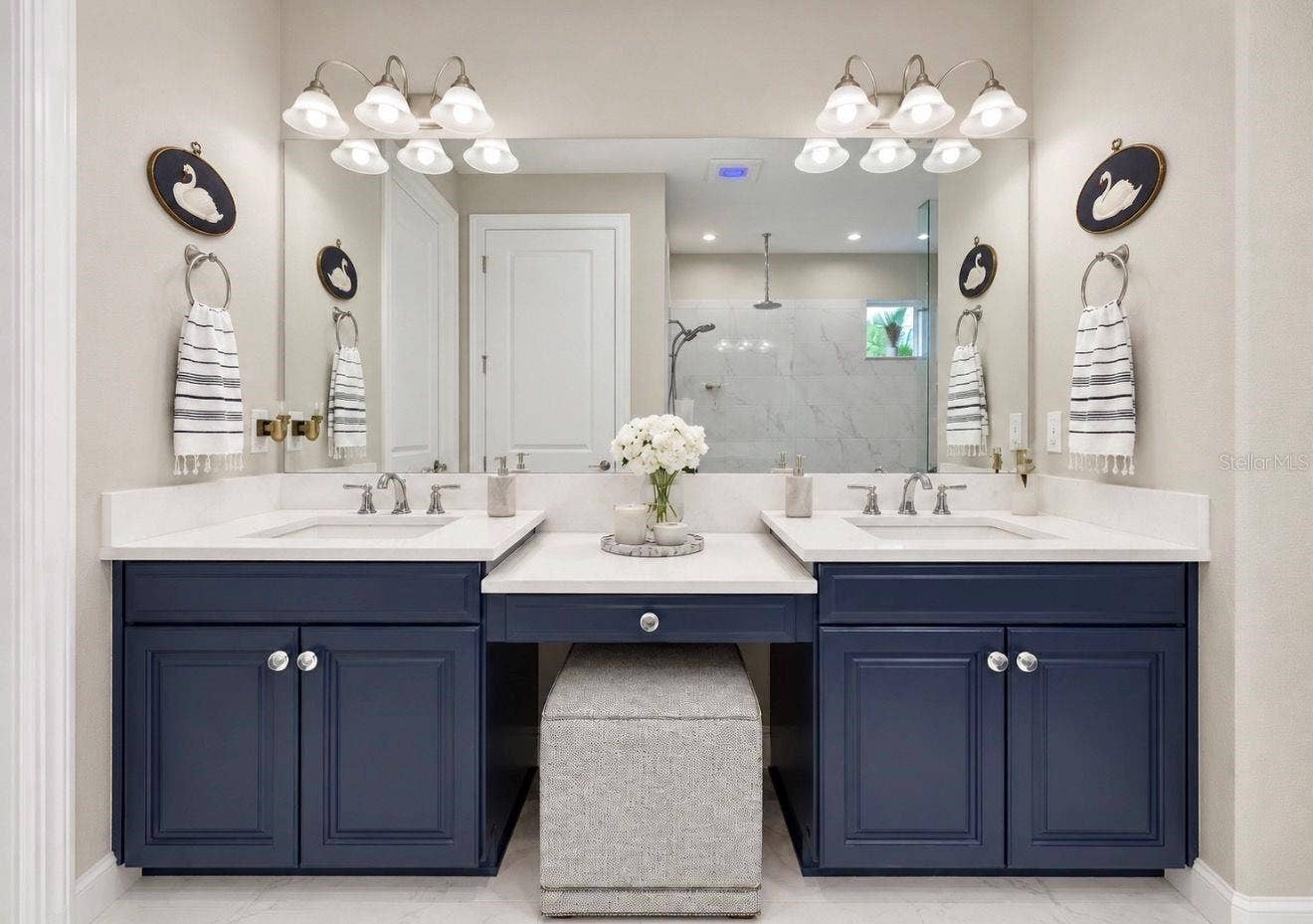 Primary Vanity with Integrated Beauty Vanity
