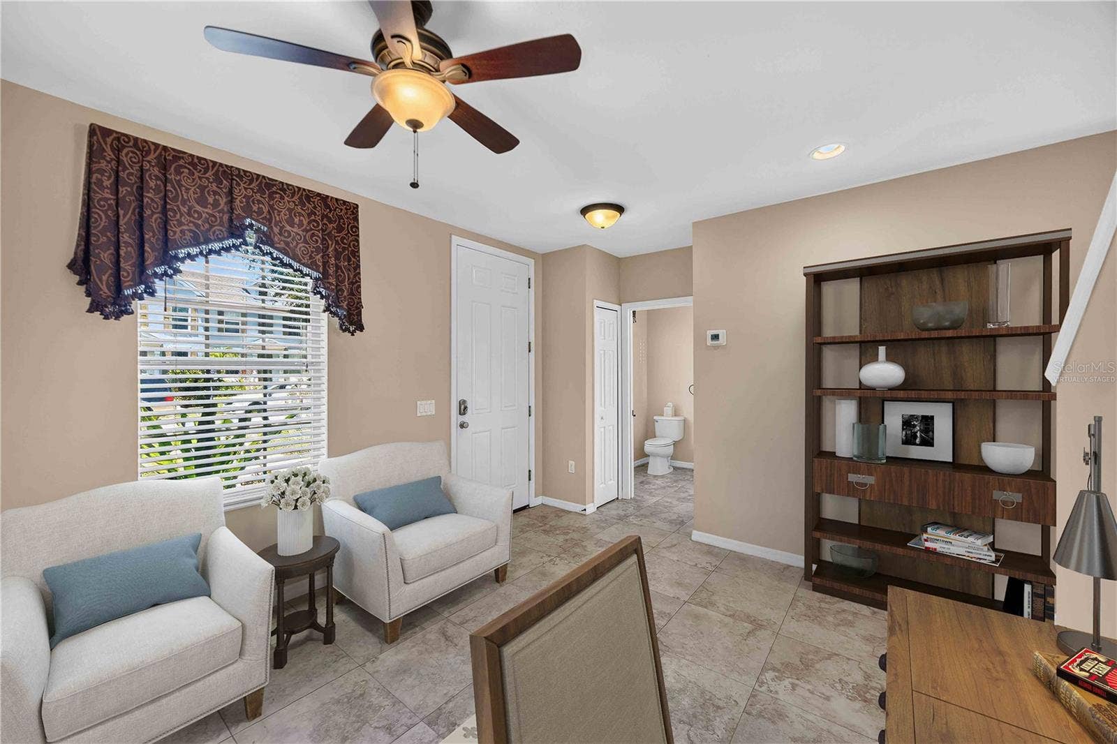 Virtually staged front room