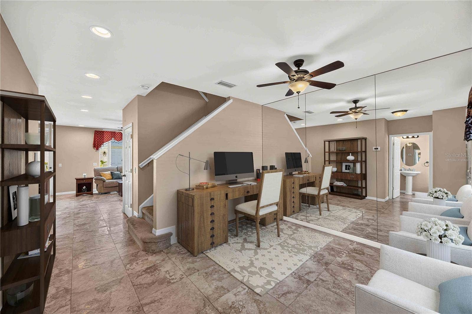 Virtually staged front room