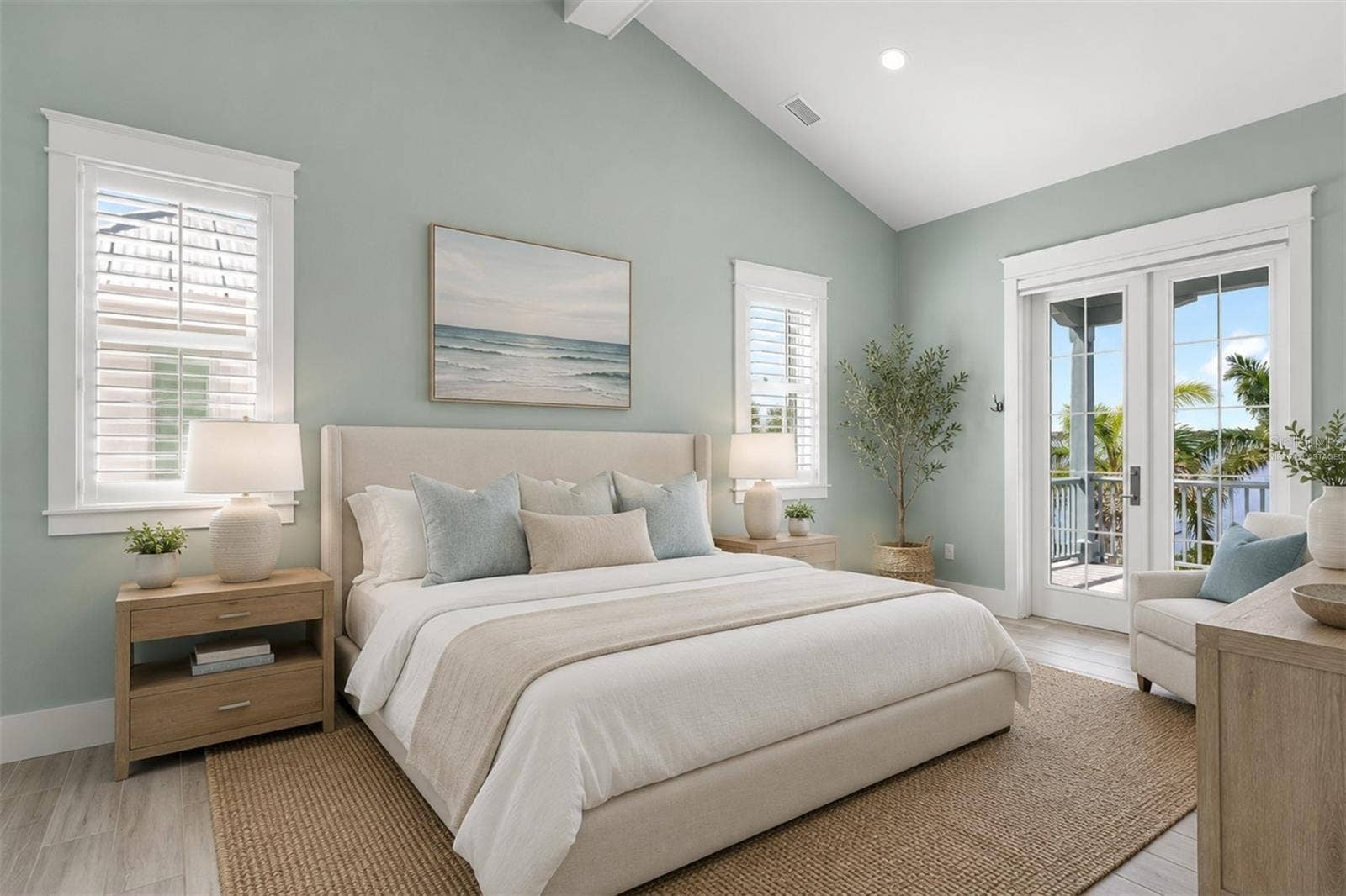 4024 11TH STREET COURT W, Palmetto, FL 34221 Virtually staged. The second floor primary bedroom with ensuite bathroom and walk-in closet, and a covered balcony