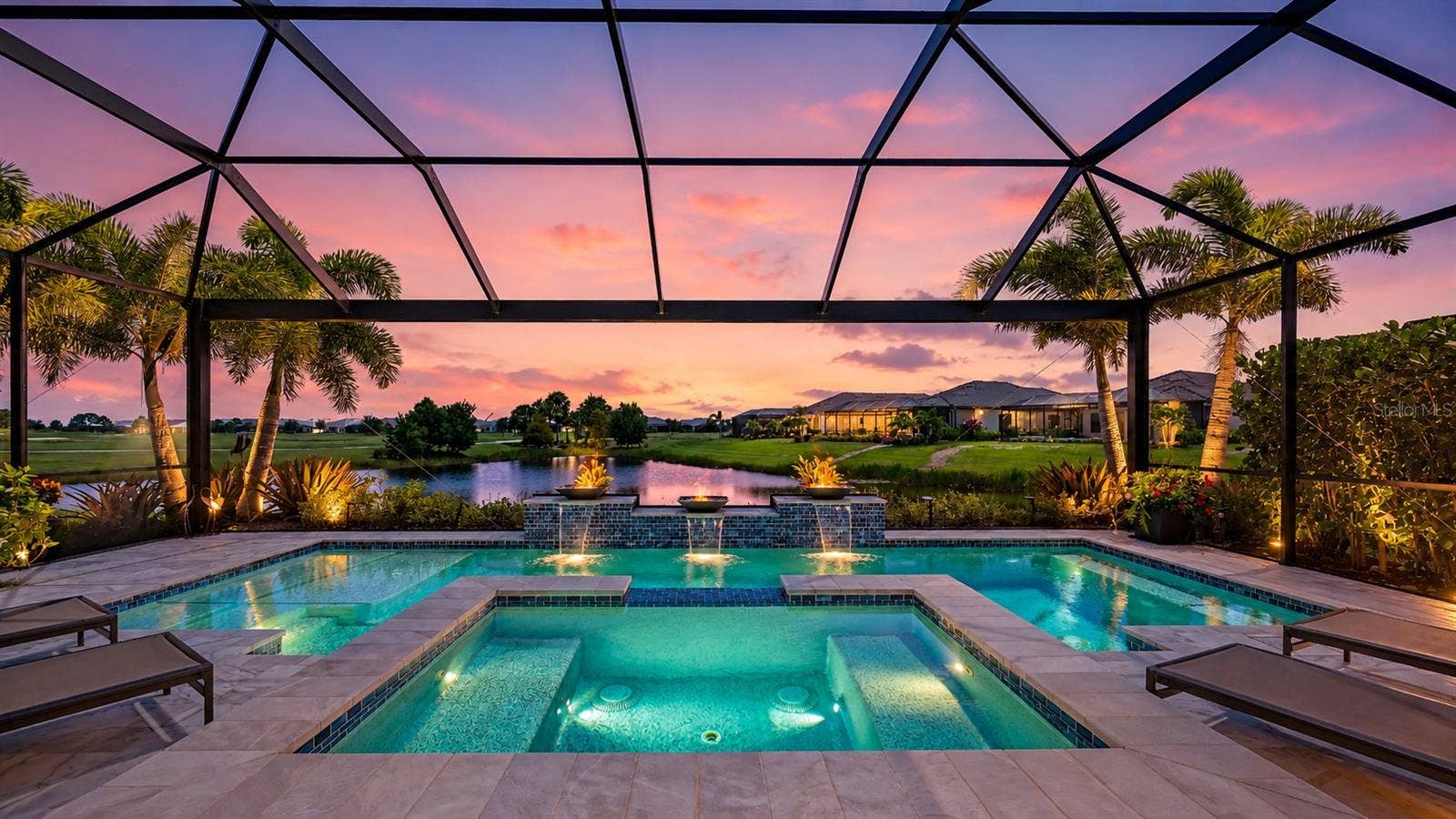 3730 SANTA CATERINA BOULEVARD, Bradenton, FL 34211 Virtual Sunset Pool, Spa Leathered Marble Deck