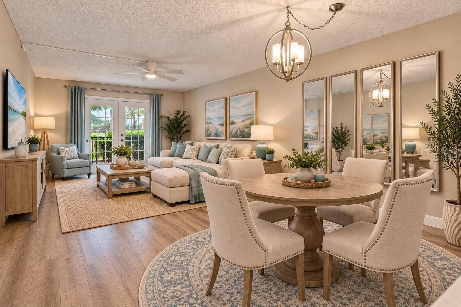7500 40TH AVENUE W, #105, Bradenton, FL 34209 Living Room and Dining Room - Virtually Staged