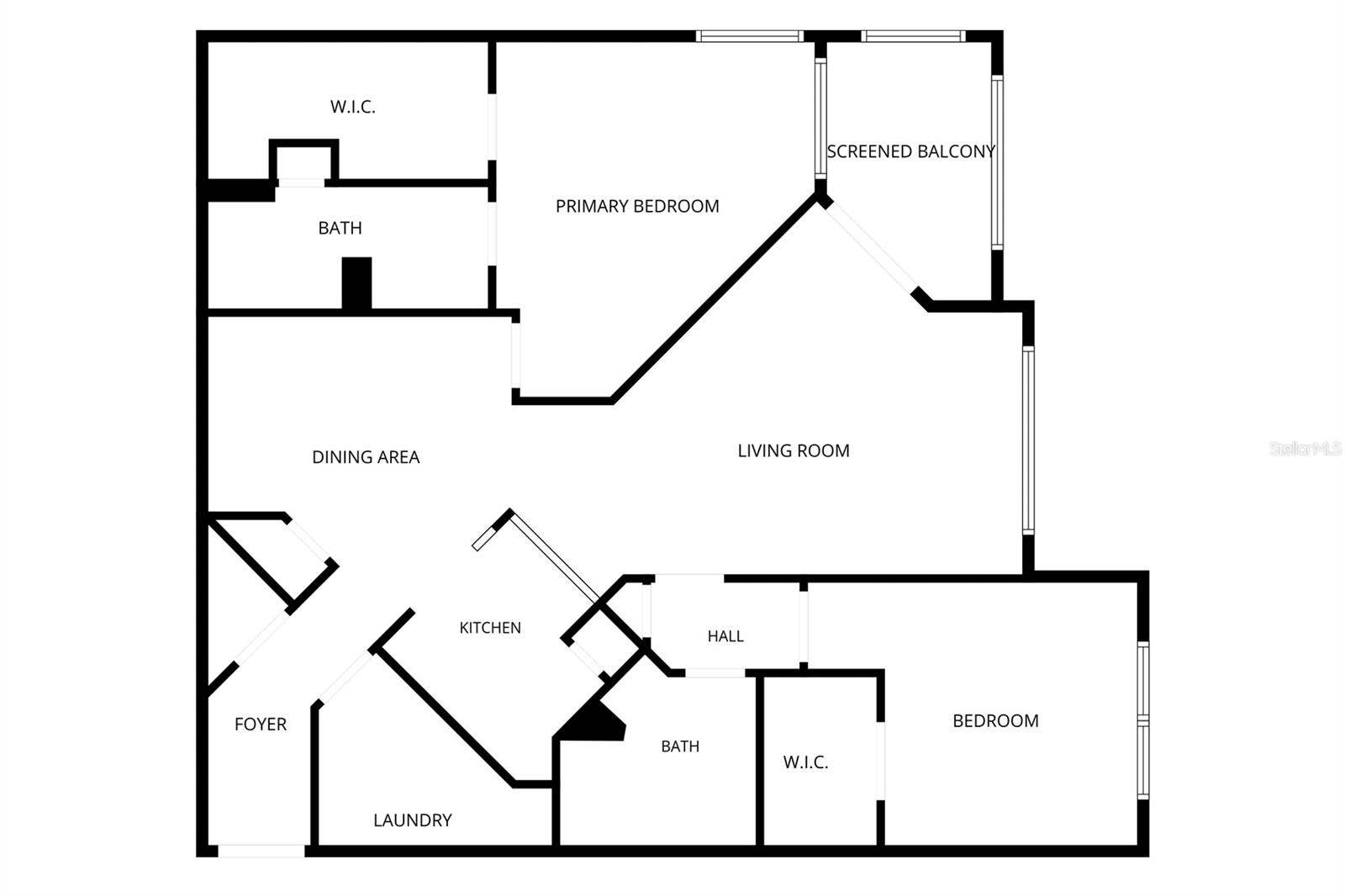 5500 BENTGRASS DRIVE, #6-203, Sarasota, FL 34235 Floor Plan Without Dimensions.