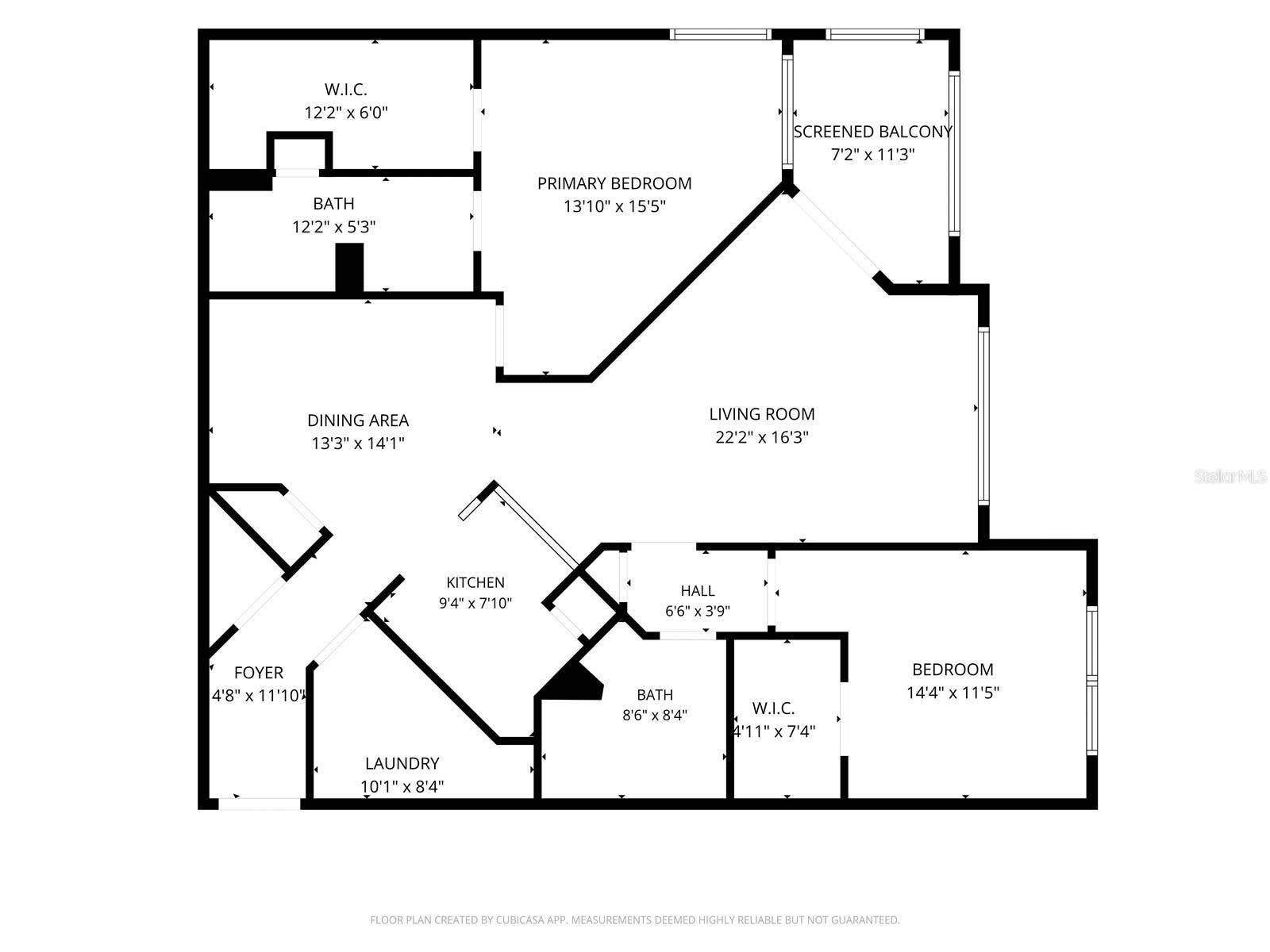 5500 BENTGRASS DRIVE, #6-203, Sarasota, FL 34235 Floor Plan With Dimensions.