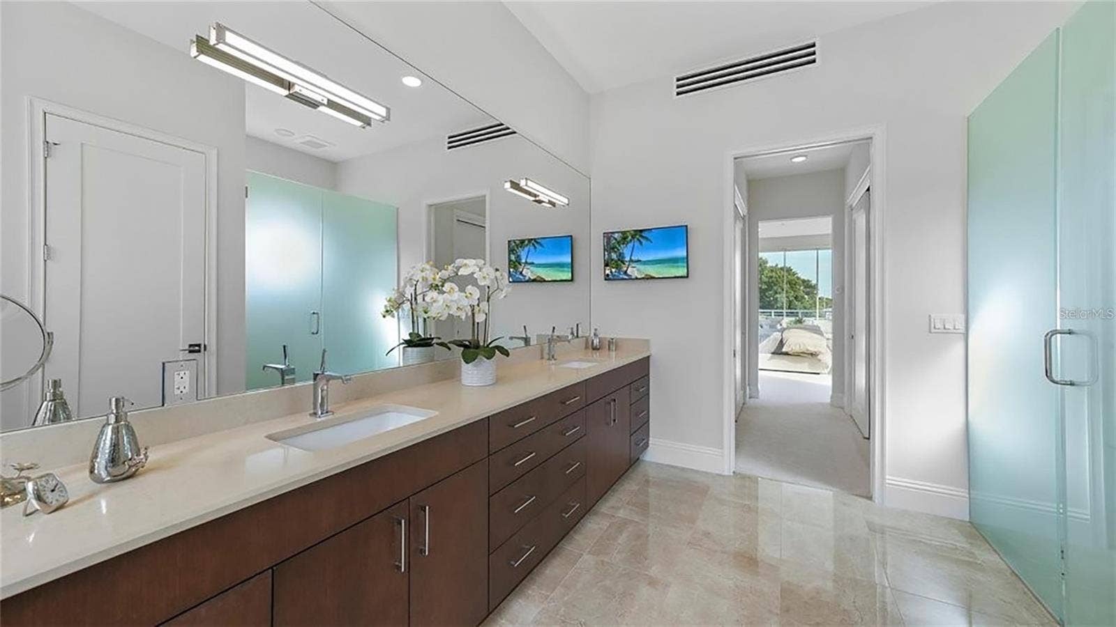 Primary bathroom previously staged