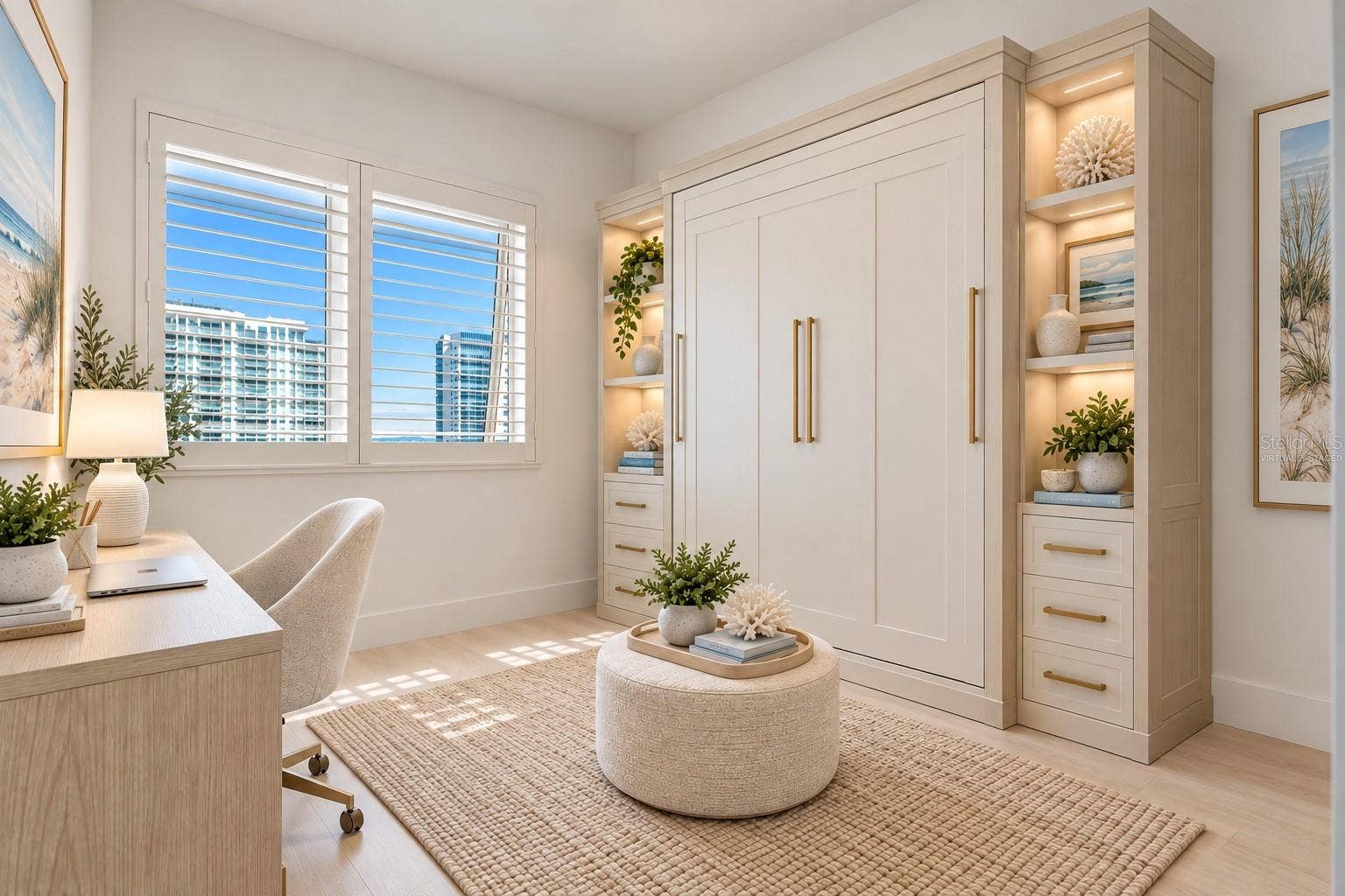 Virtually Staged- Office/Den with Murphy Bed + Pocket Door