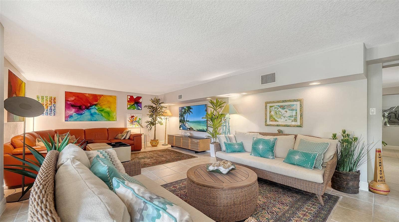 Expansive lower-level living space with easy access to the outdoor areas.