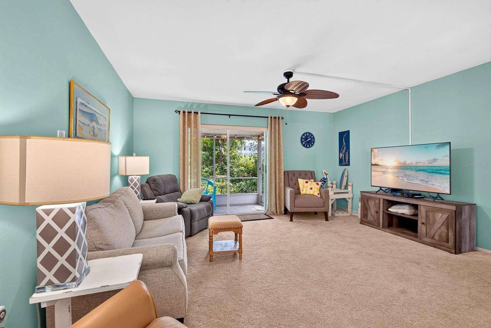 Living room spacious area with private backyard lanai
