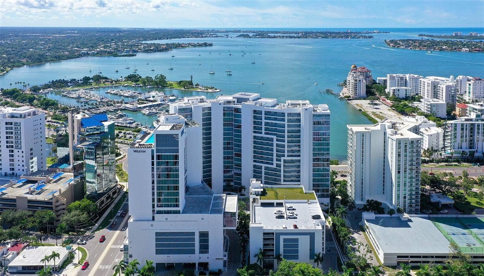 1155 N GULFSTREAM AVENUE, #207, Sarasota, FL 34236 Aerial views showcase The VUEs premier downtown Sarasota location, ideally positioned along the waterfront with spectacular views of Sarasota Bay.