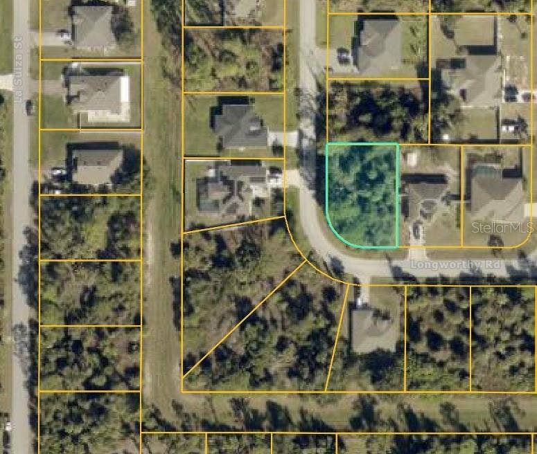 LONGWORTHY ROAD, North Port, FL 34288 Aerial view - lot outlined