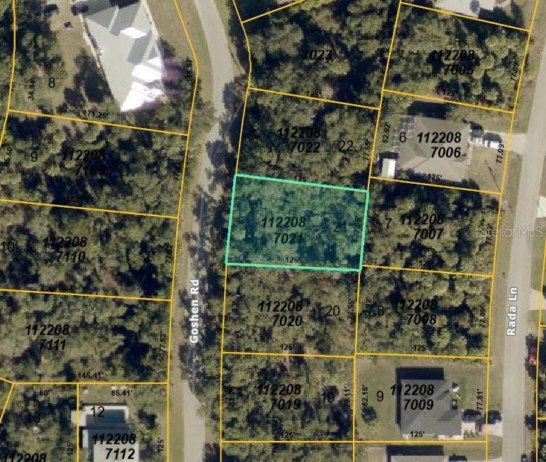 1674 GOSHEN ROAD, North Port, FL 34288 Aerial view - lot outlined