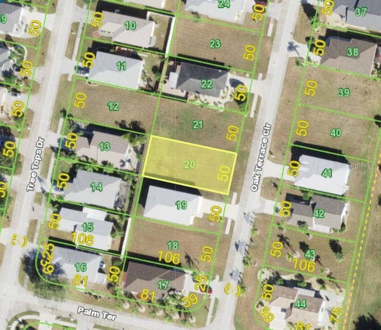 4284 OAK TERRACE CIRCLE, Port Charlotte, FL 33953 Aerial view - lot outlined