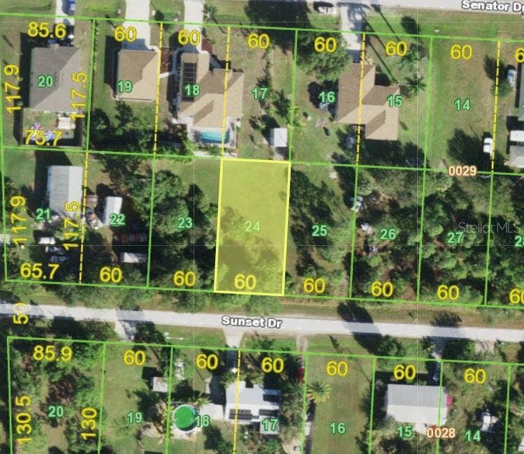 27414 SUNSET DRIVE, Punta Gorda, FL 33955 Aerial view - lot outlined