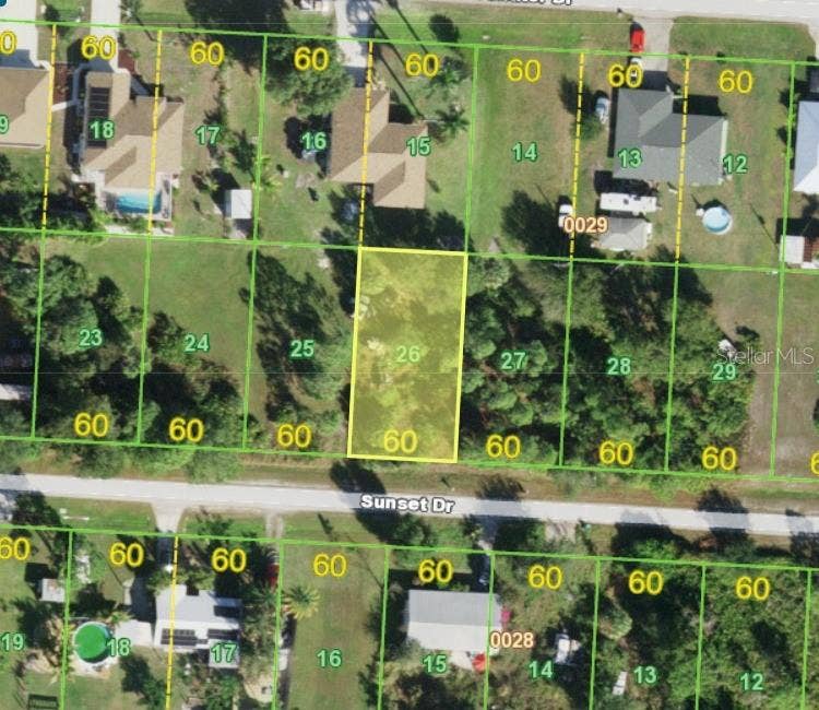 27426 SUNSET DRIVE, Punta Gorda, FL 33955 Aerial view - lot outlined