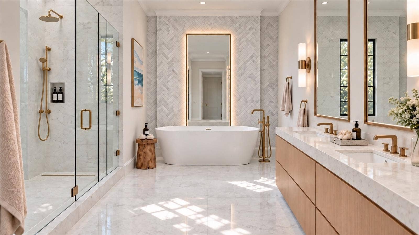 3441 GULFMEAD DRIVE, Sarasota, FL 34242 Primary bathroom. Virtually staged.