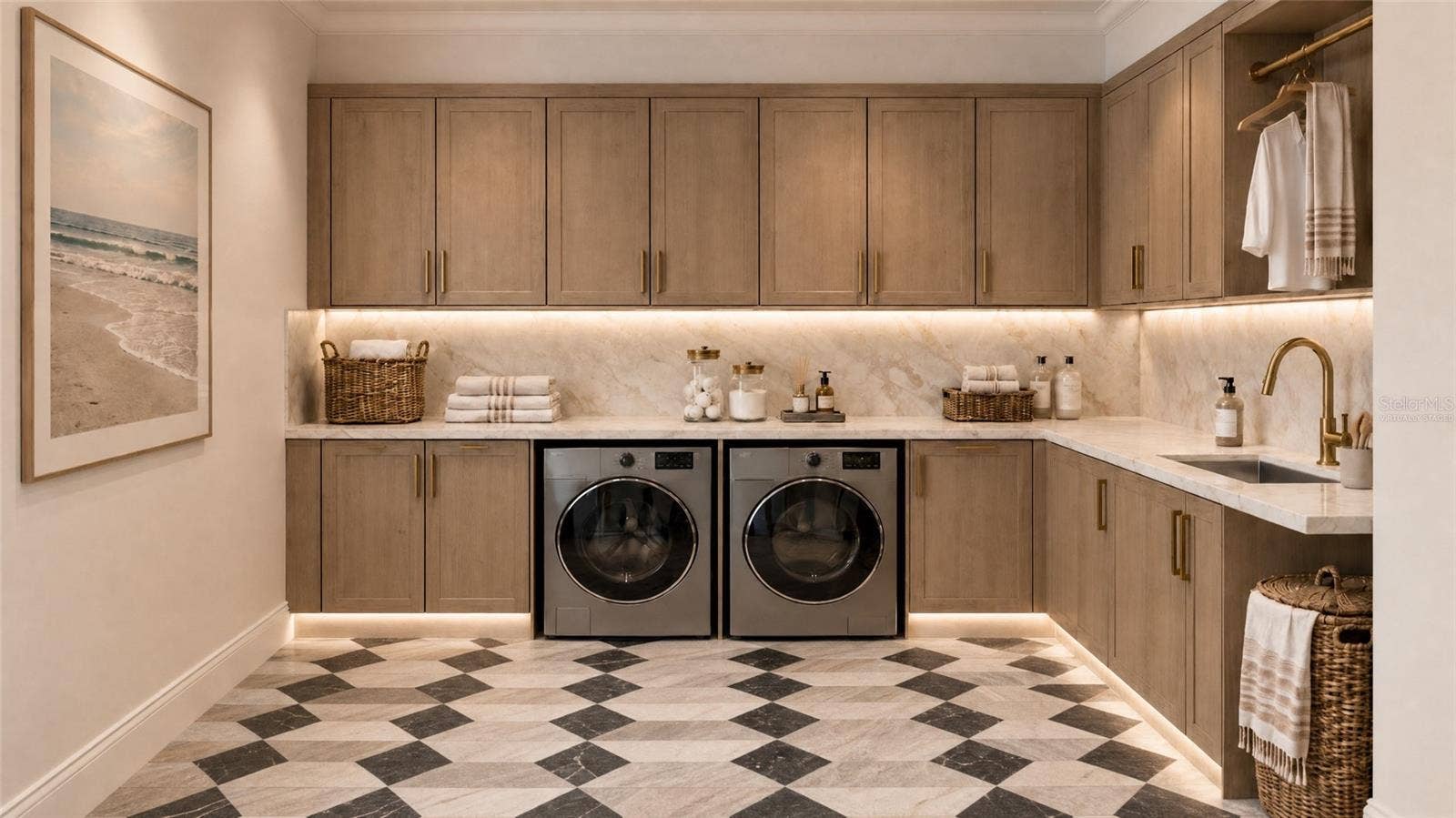 3441 GULFMEAD DRIVE, Sarasota, FL 34242 Laundry room. Virtually staged.