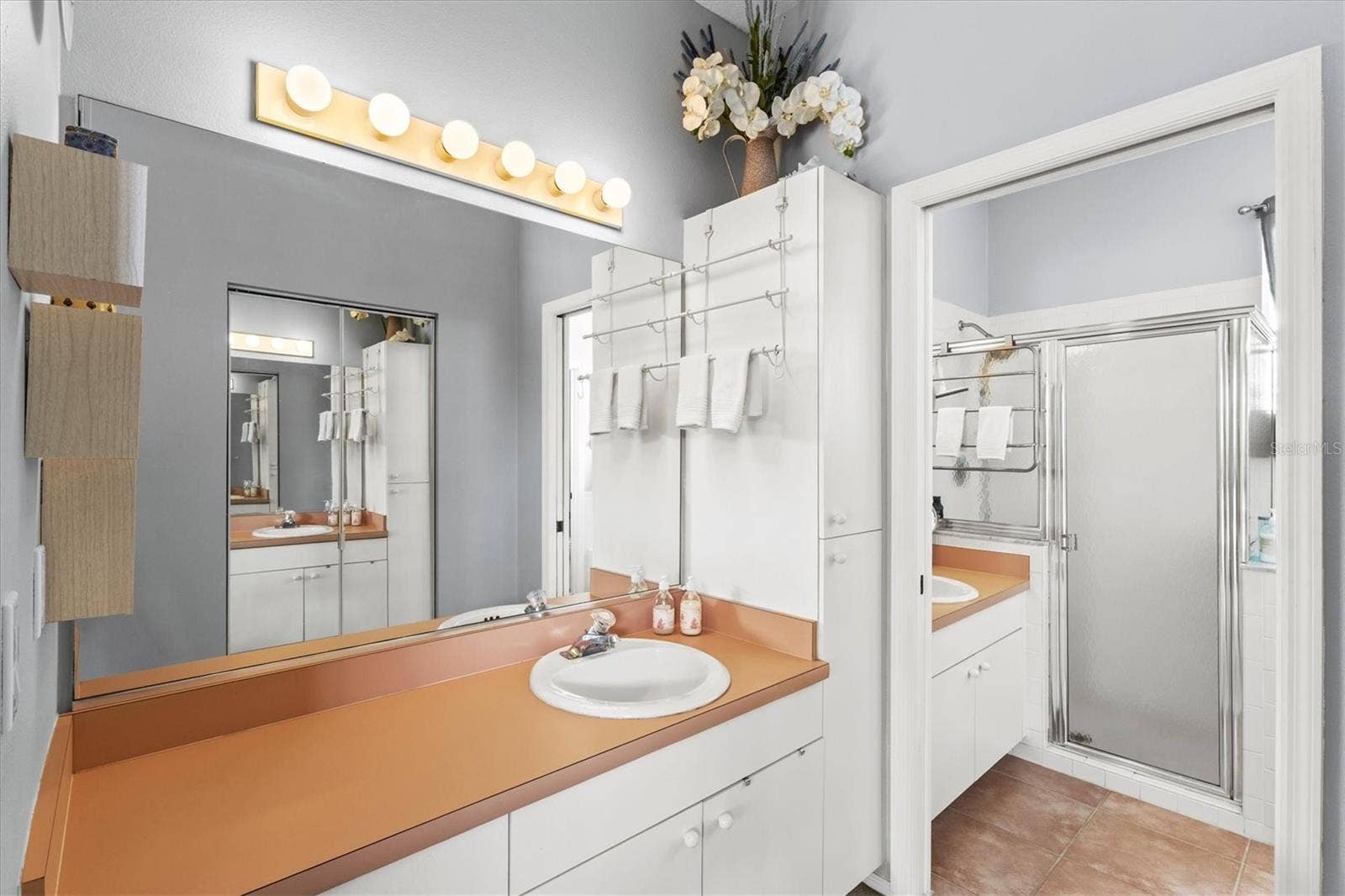 7107 91ST STREET E, Palmetto, FL 34221 ensuite with two sinks and a walk-in closet.