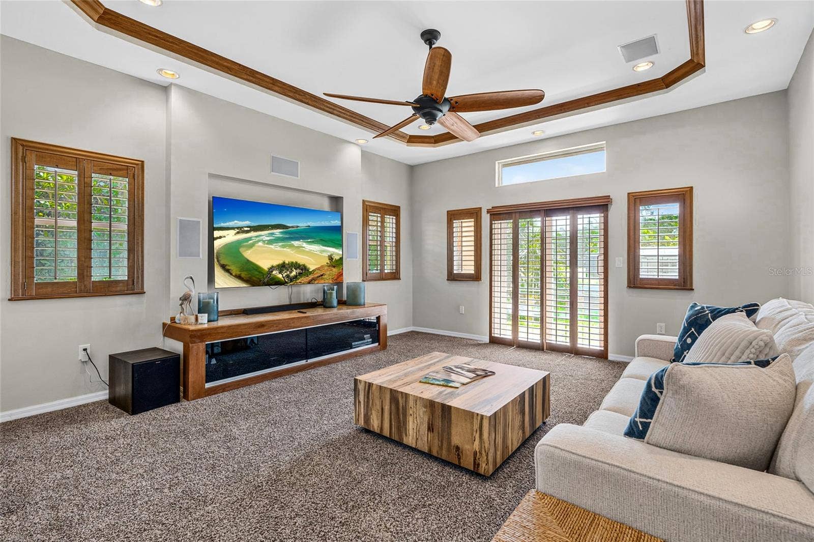 The approximately 424 square foot flex room offers generous space for media, games, fitness, lounging or other flexible uses.