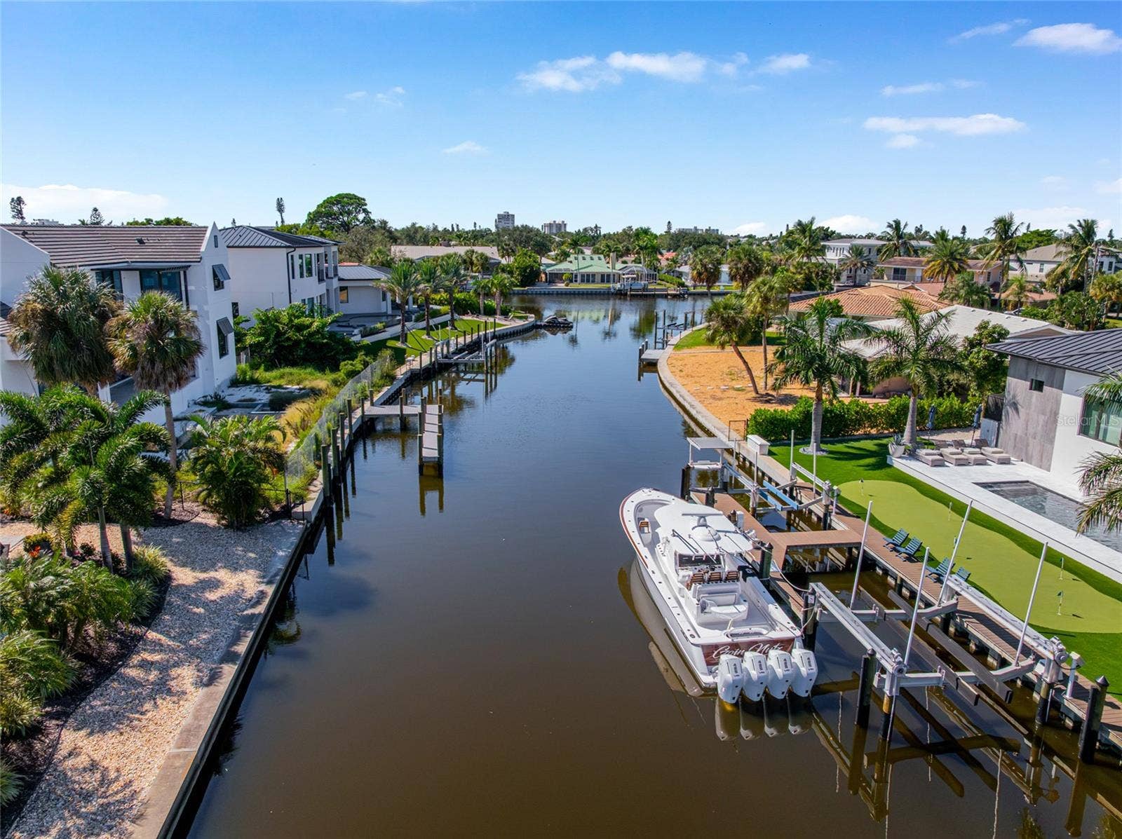 Boating is part of everyday life here, with scenic waterways and access from this Siesta Key waterfront setting.