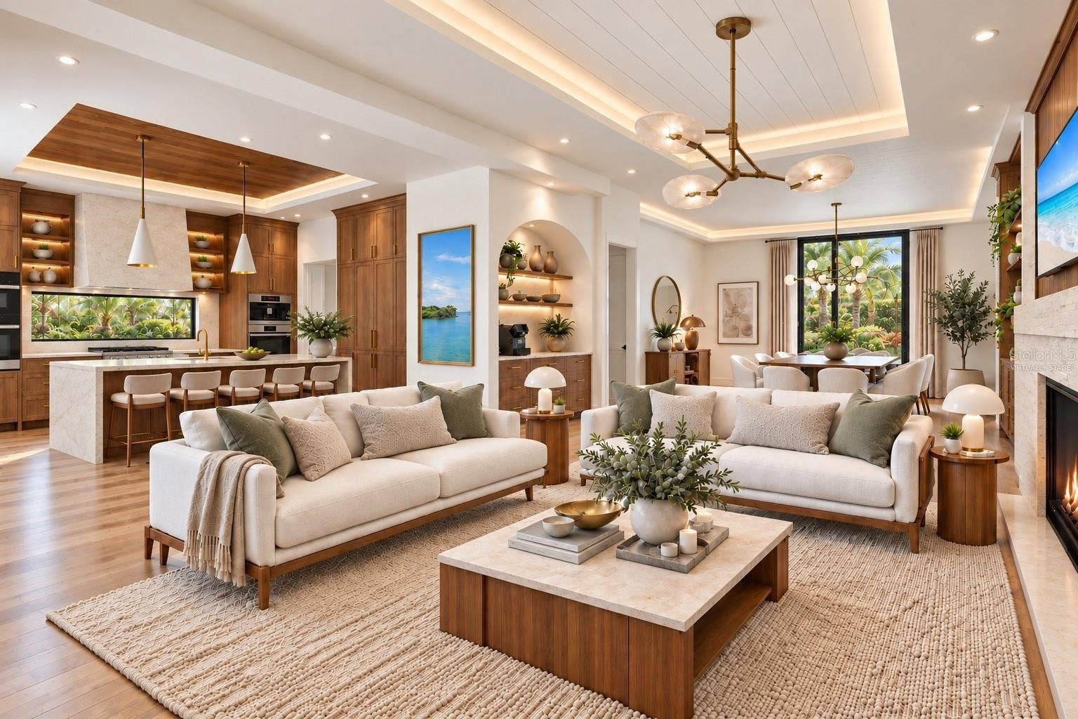 1386 TANGIER WAY, Sarasota, FL 34239 Main living area. Virtually staged.