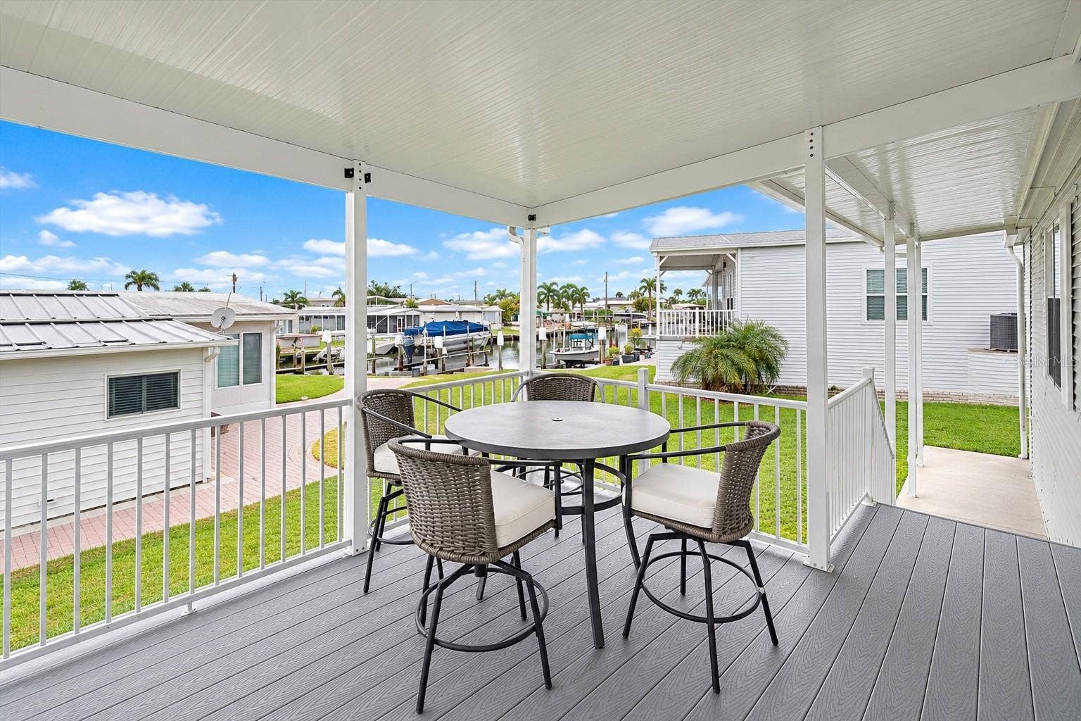 Covered Porch overlooking the canal
