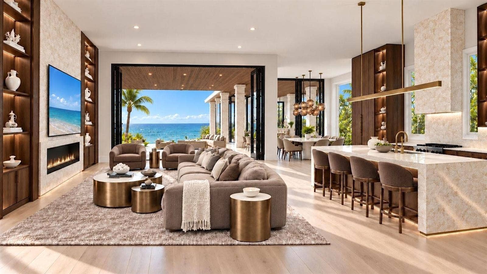 Main living area. Virtually staged.