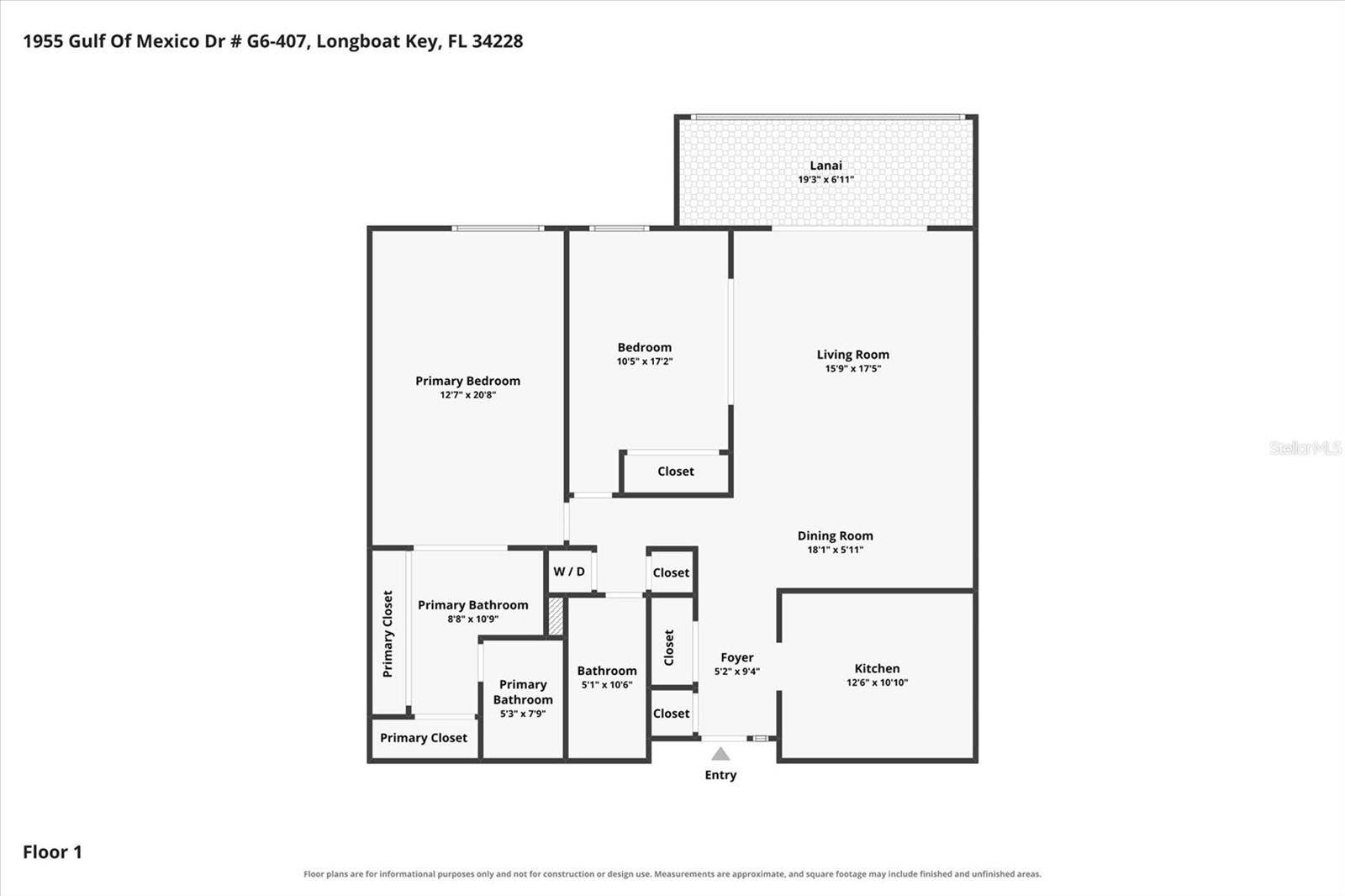 1955 GULF OF MEXICO DRIVE, #G6-407, Longboat Key, FL 34228 407 Floor Plan
