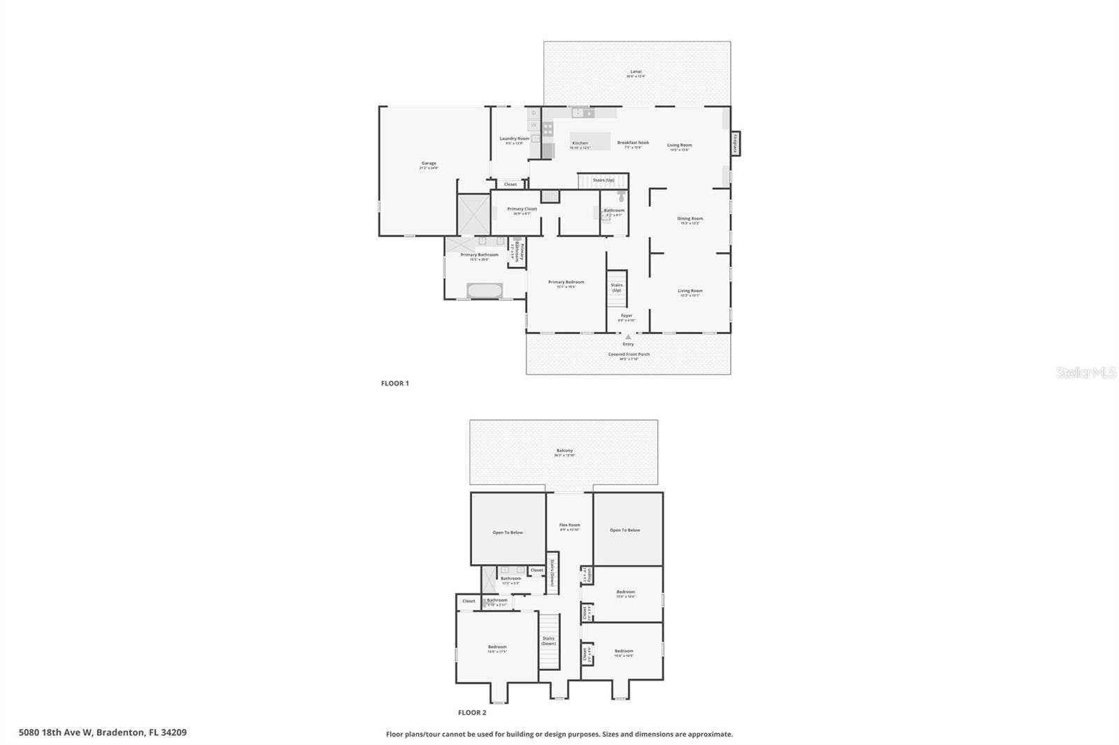 5060 18TH AVENUE W, Bradenton, FL 34209 Floor plan of first and second floor.